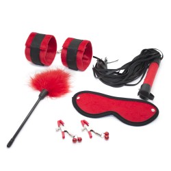 black and red downy fetish play kit 5 pcs