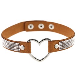 metal heart collar with diamond