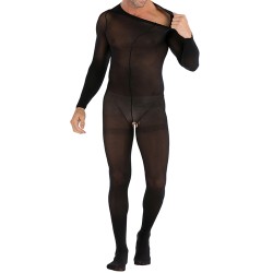 mesh long sleeved crotchless jampsuit