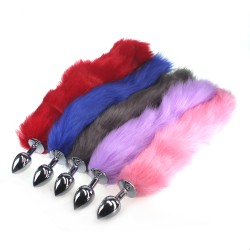 colorful fox tail stainless steel butt plug