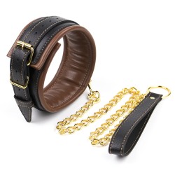 golden chain leash thick bondage collar