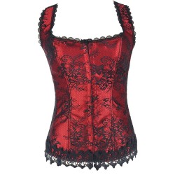 retro halter floral lace bustiers corset with g string